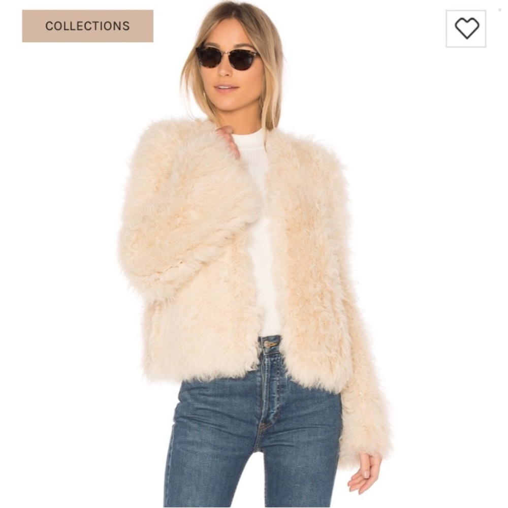 Ulla Johnson Harper Lamb Fur Coat in Cream XS/S